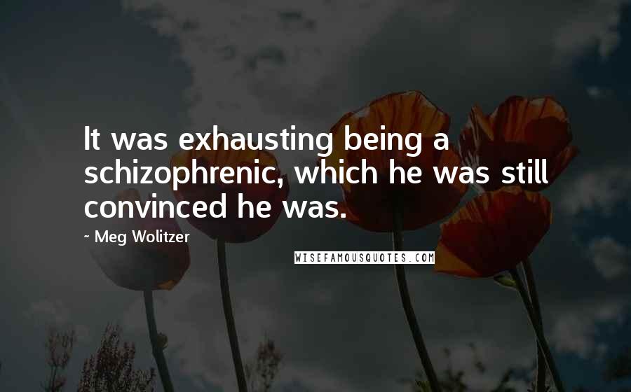 Meg Wolitzer quotes: It was exhausting being a schizophrenic, which he was still convinced he was.