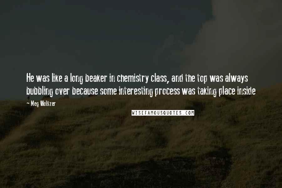 Meg Wolitzer quotes: He was like a long beaker in chemistry class, and the top was always bubbling over because some interesting process was taking place inside