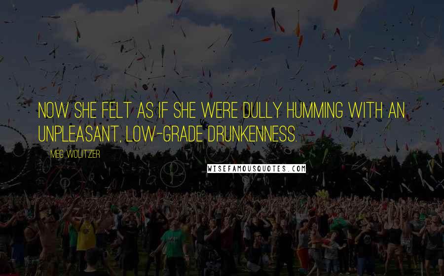 Meg Wolitzer quotes: Now she felt as if she were dully humming with an unpleasant, low-grade drunkenness.