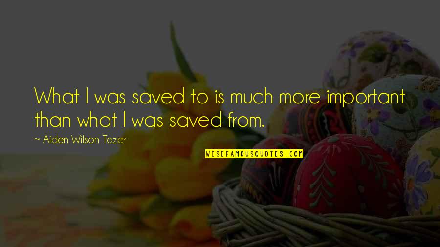 Mega Star Quotes By Aiden Wilson Tozer: What I was saved to is much more
