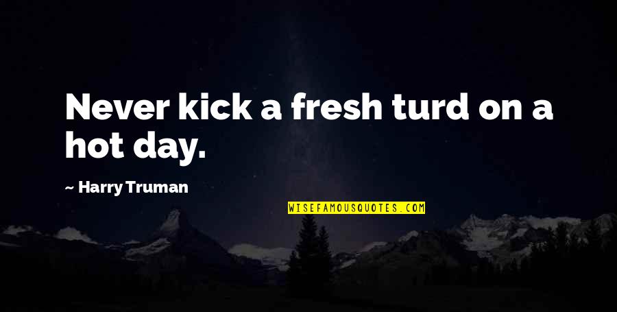 Megamind Funny Quotes By Harry Truman: Never kick a fresh turd on a hot