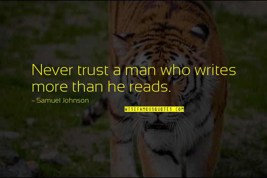 Megasaurus Monster Quotes By Samuel Johnson: Never trust a man who writes more than