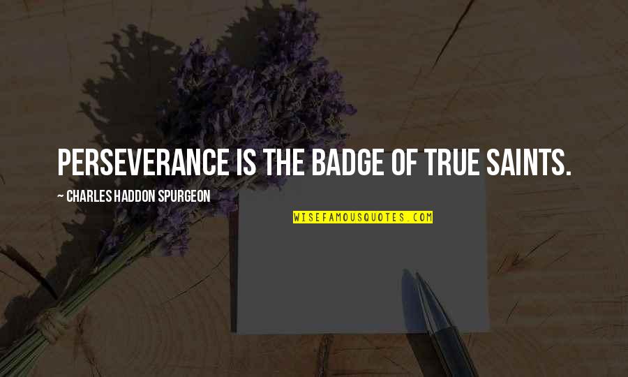 Megerian Carpet Quotes By Charles Haddon Spurgeon: PERSEVERANCE is the badge of true saints.