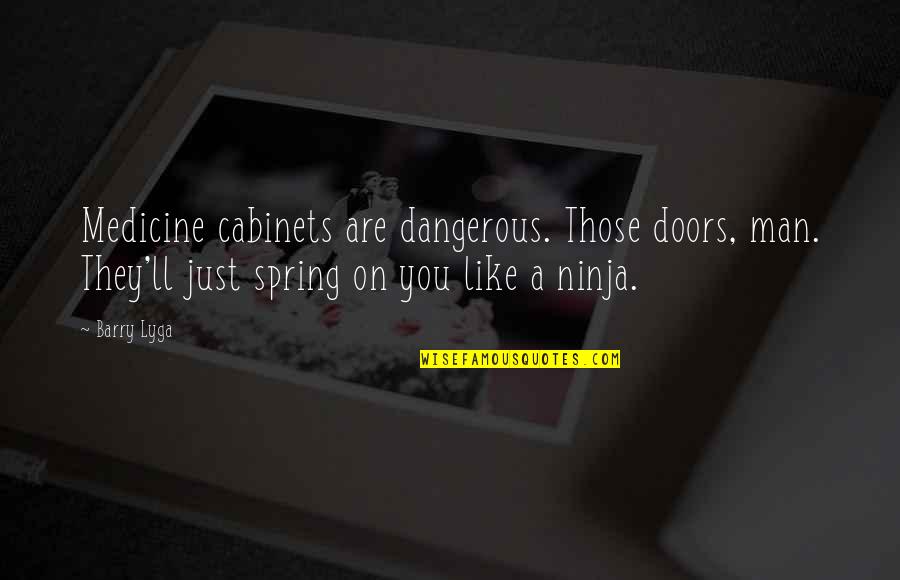 Meggyzsel Quotes By Barry Lyga: Medicine cabinets are dangerous. Those doors, man. They'll