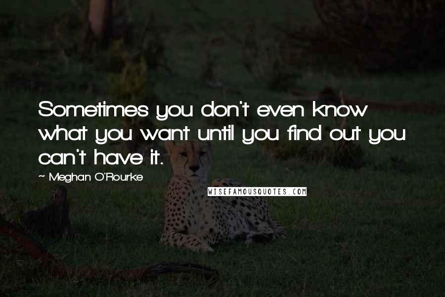Meghan O'Rourke quotes: Sometimes you don't even know what you want until you find out you can't have it.