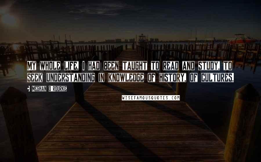 Meghan O'Rourke quotes: My whole life, I had been taught to read and study, to seek understanding in knowledge of history, of cultures.