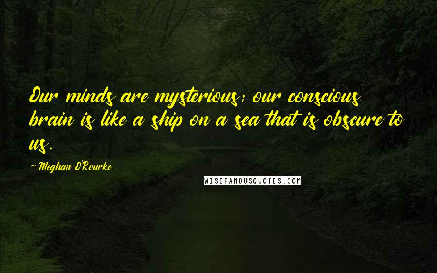 Meghan O'Rourke quotes: Our minds are mysterious; our conscious brain is like a ship on a sea that is obscure to us.
