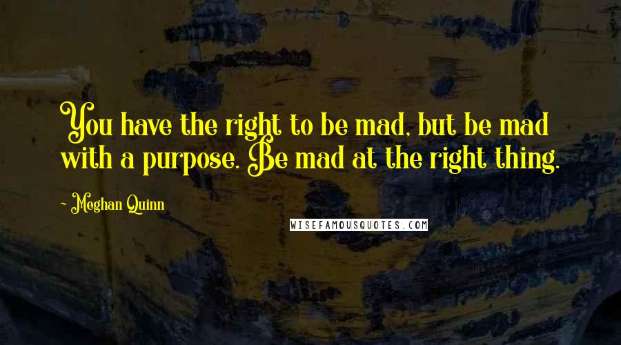 Meghan Quinn quotes: You have the right to be mad, but be mad with a purpose. Be mad at the right thing.
