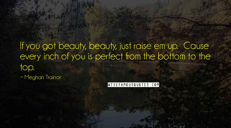 Meghan Trainor quotes: If you got beauty, beauty, just raise em up. Cause every inch of you is perfect from the bottom to the top.