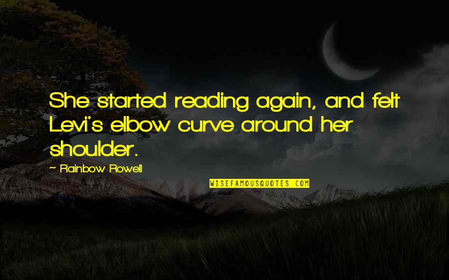 Megling Quotes By Rainbow Rowell: She started reading again, and felt Levi's elbow