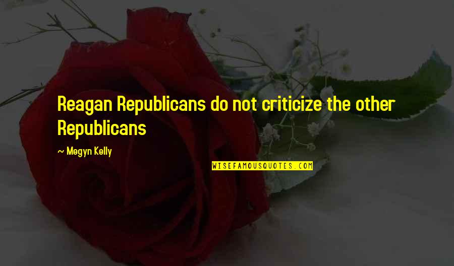 Megyn Quotes By Megyn Kelly: Reagan Republicans do not criticize the other Republicans