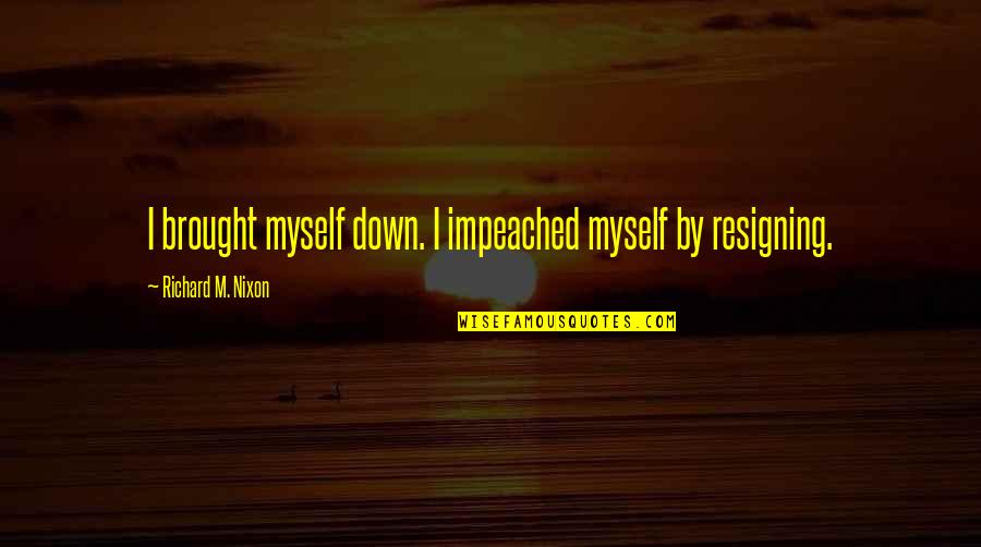 Mehas Construction Quotes By Richard M. Nixon: I brought myself down. I impeached myself by Mehas Construction Quotes By Richard M. Nixon: I brought myself down. I impeached myself by