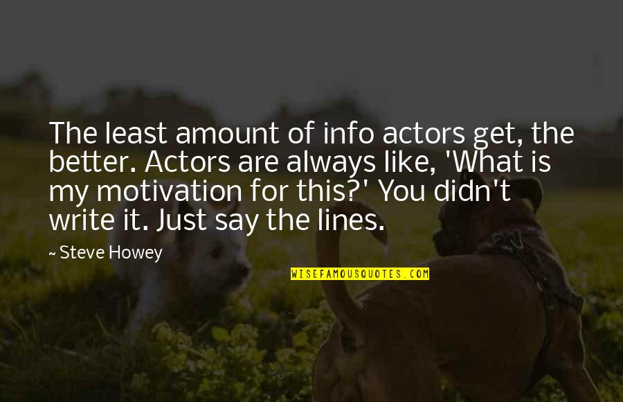 Mehmedalija Osmic Quotes By Steve Howey: The least amount of info actors get, the Mehmedalija Osmic Quotes By Steve Howey: The least amount of info actors get, the