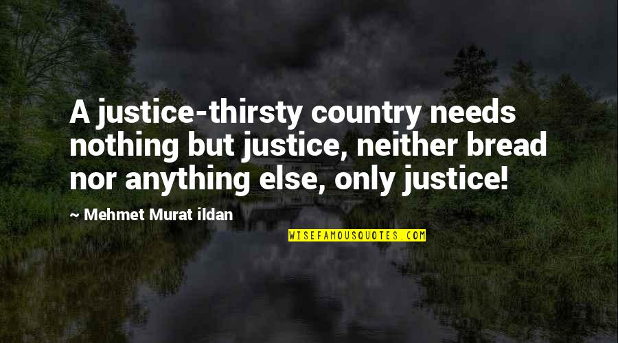 Mehmet Murat Ildan Quotations Quotes By Mehmet Murat Ildan: A justice-thirsty country needs nothing but justice, neither