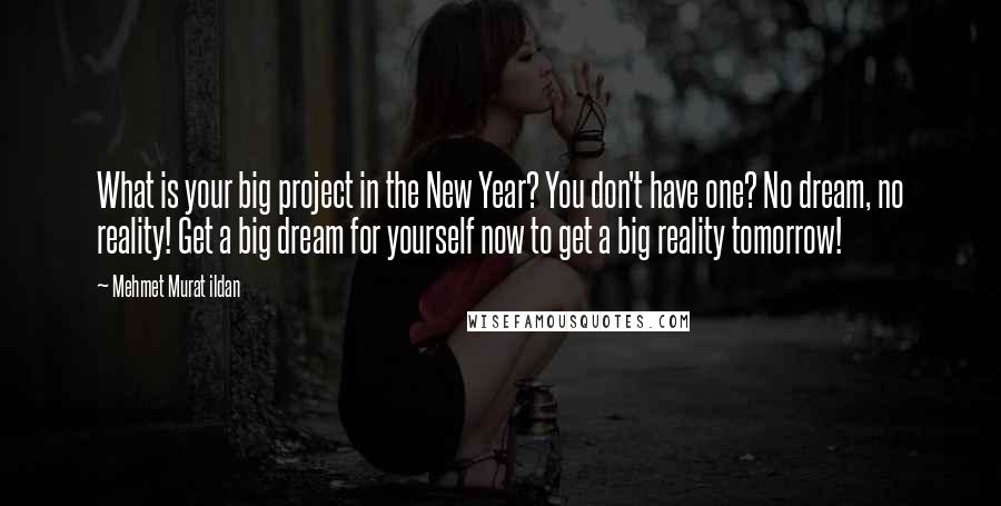 Mehmet Murat Ildan quotes: What is your big project in the New Year? You don't have one? No dream, no reality! Get a big dream for yourself now to get a big reality tomorrow!