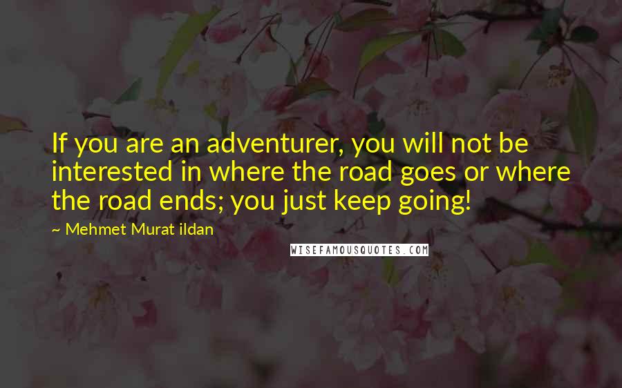 Mehmet Murat Ildan quotes: If you are an adventurer, you will not be interested in where the road goes or where the road ends; you just keep going!