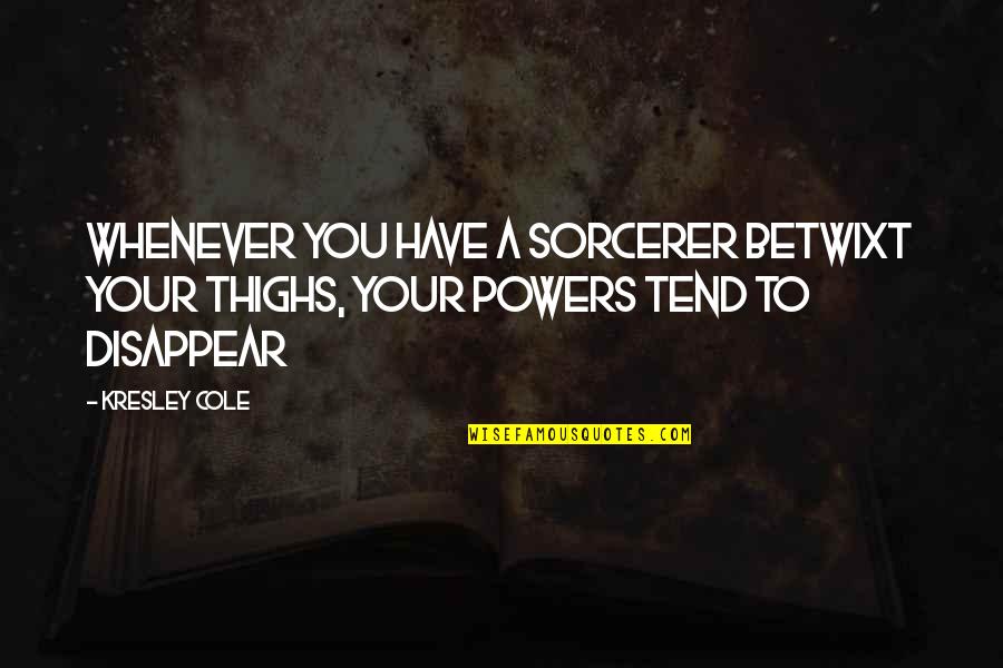 Meidinger Appliance Quotes By Kresley Cole: Whenever you have a sorcerer betwixt your thighs,