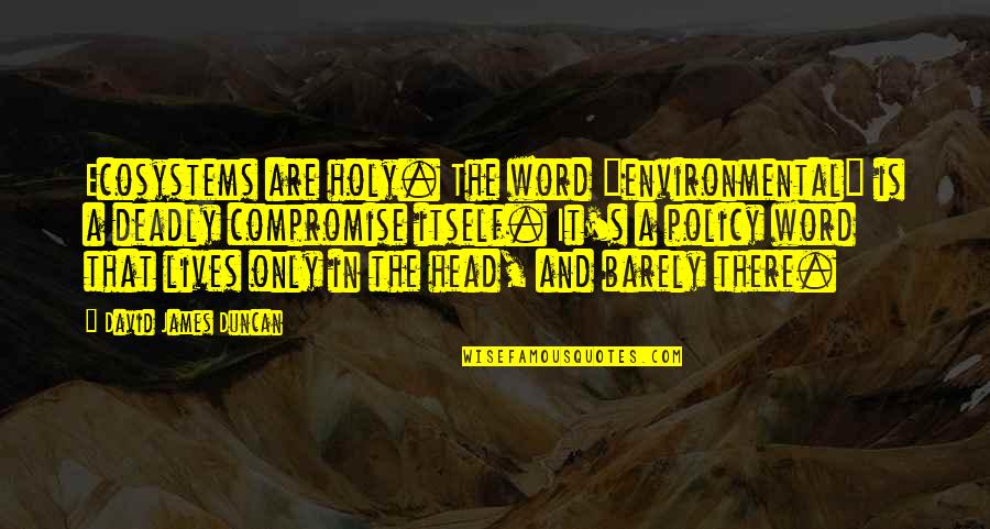 Meier Skis Quotes By David James Duncan: Ecosystems are holy. The word "environmental" is a Meier Skis Quotes By David James Duncan: Ecosystems are holy. The word "environmental" is a