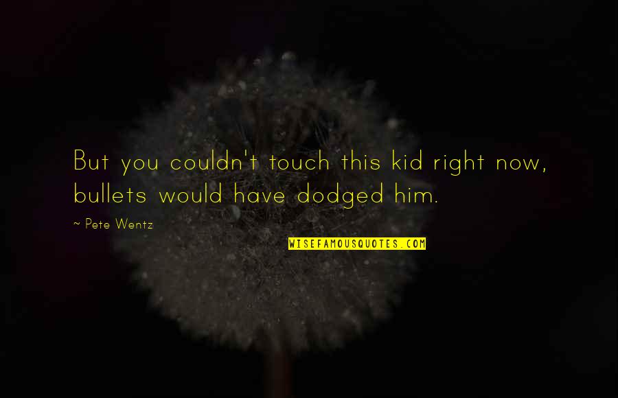 Meighan Nealon Quotes By Pete Wentz: But you couldn't touch this kid right now,