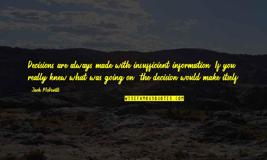 Meileen Choo Quotes By Jack McDevitt: Decisions are always made with insufficient information. If Meileen Choo Quotes By Jack McDevitt: Decisions are always made with insufficient information. If