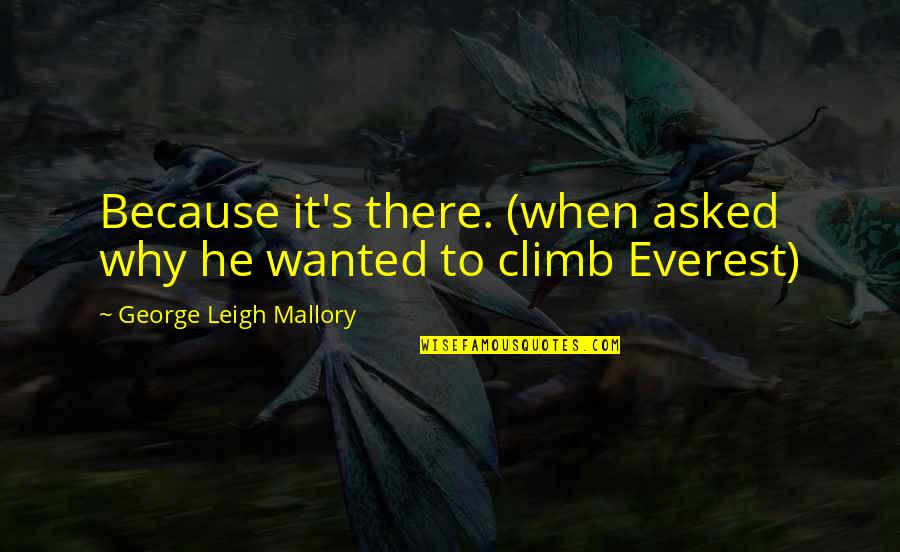Meirelles Wedding Quotes By George Leigh Mallory: Because it's there. (when asked why he wanted