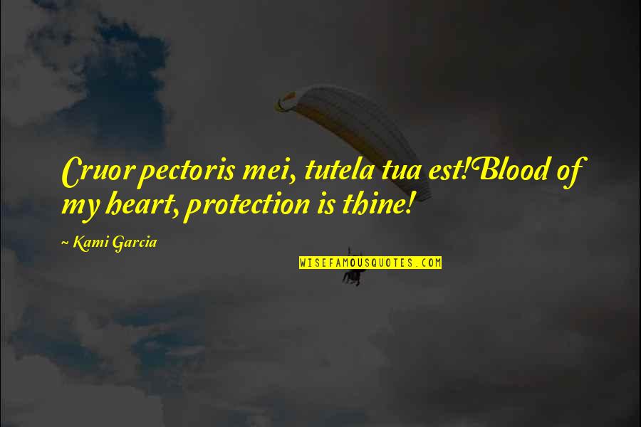 Mei's Quotes By Kami Garcia: Cruor pectoris mei, tutela tua est!Blood of my