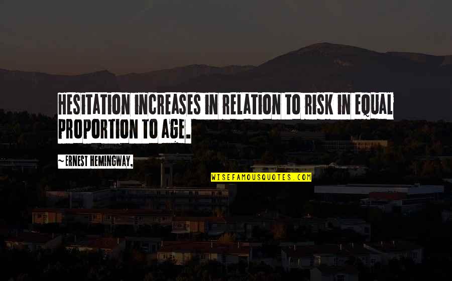 Meituan Share Quotes By Ernest Hemingway,: Hesitation increases in relation to risk in equal Meituan Share Quotes By Ernest Hemingway,: Hesitation increases in relation to risk in equal