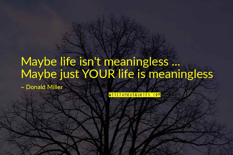 Mejoramiento Social Quotes By Donald Miller: Maybe life isn't meaningless ... Maybe just YOUR