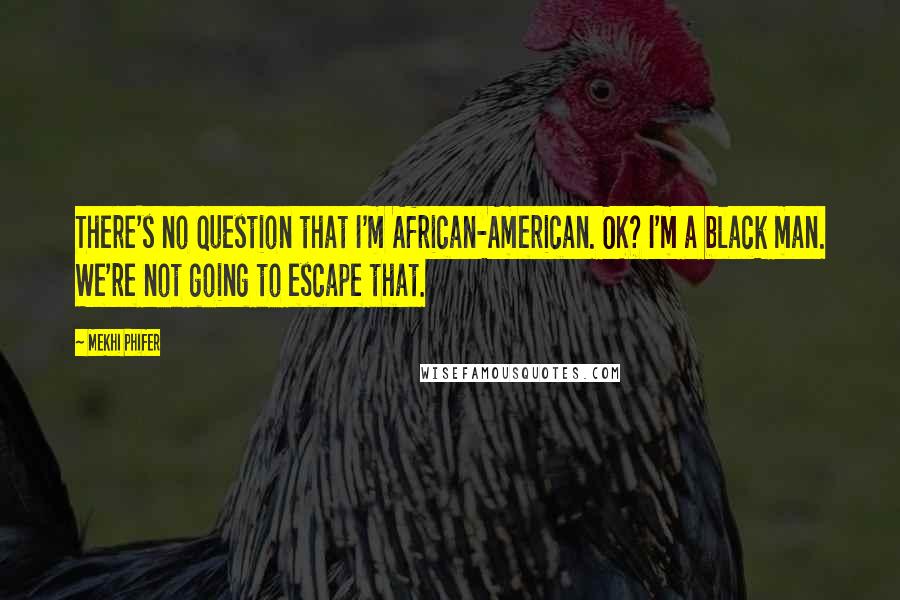 Mekhi Phifer quotes: There's no question that I'm African-American. OK? I'm a black man. We're not going to escape that.