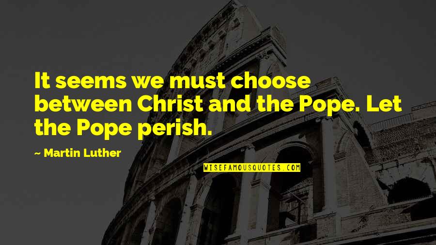 Melaan Quotes By Martin Luther: It seems we must choose between Christ and