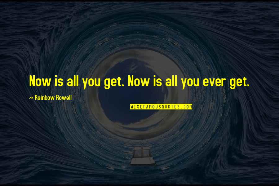 Melaina Tryon Quotes By Rainbow Rowell: Now is all you get. Now is all Melaina Tryon Quotes By Rainbow Rowell: Now is all you get. Now is all