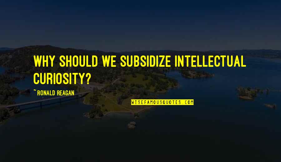 Melancholiacs Quotes By Ronald Reagan: Why should we subsidize intellectual curiosity?