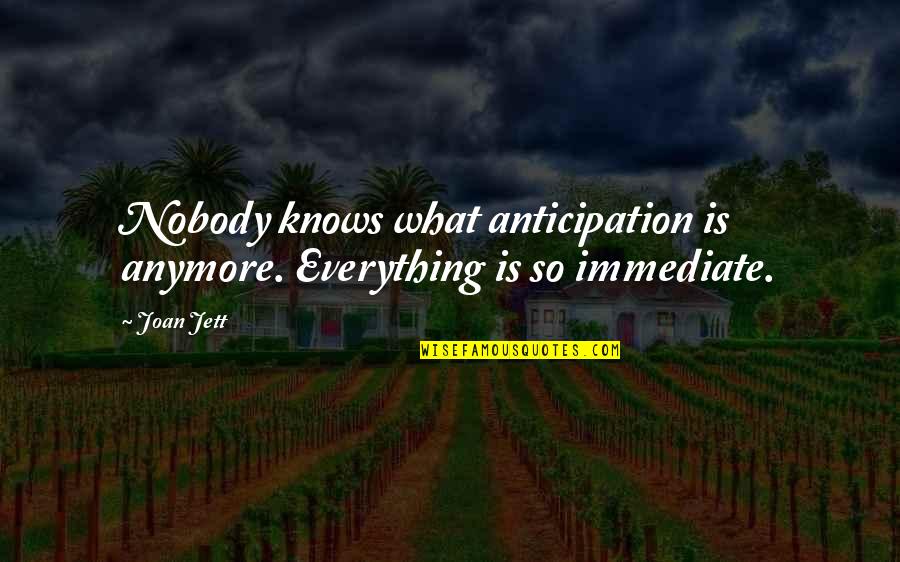 Melanet Hirkasi Quotes By Joan Jett: Nobody knows what anticipation is anymore. Everything is
