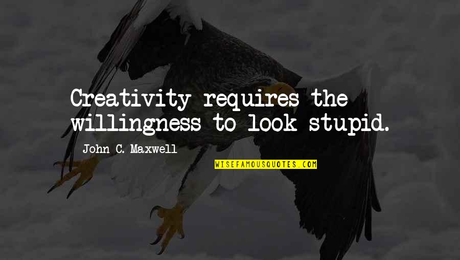 Melanette Quotes By John C. Maxwell: Creativity requires the willingness to look stupid.