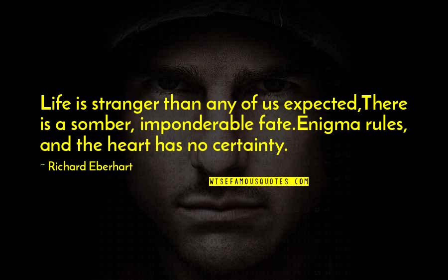 Melankolik Quotes By Richard Eberhart: Life is stranger than any of us expected,There