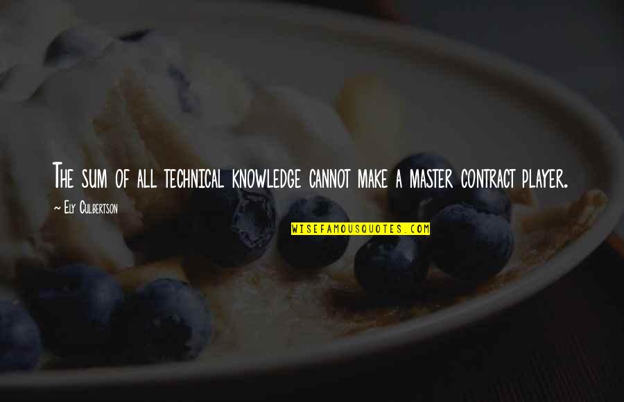 Melchesideck Quotes By Ely Culbertson: The sum of all technical knowledge cannot make