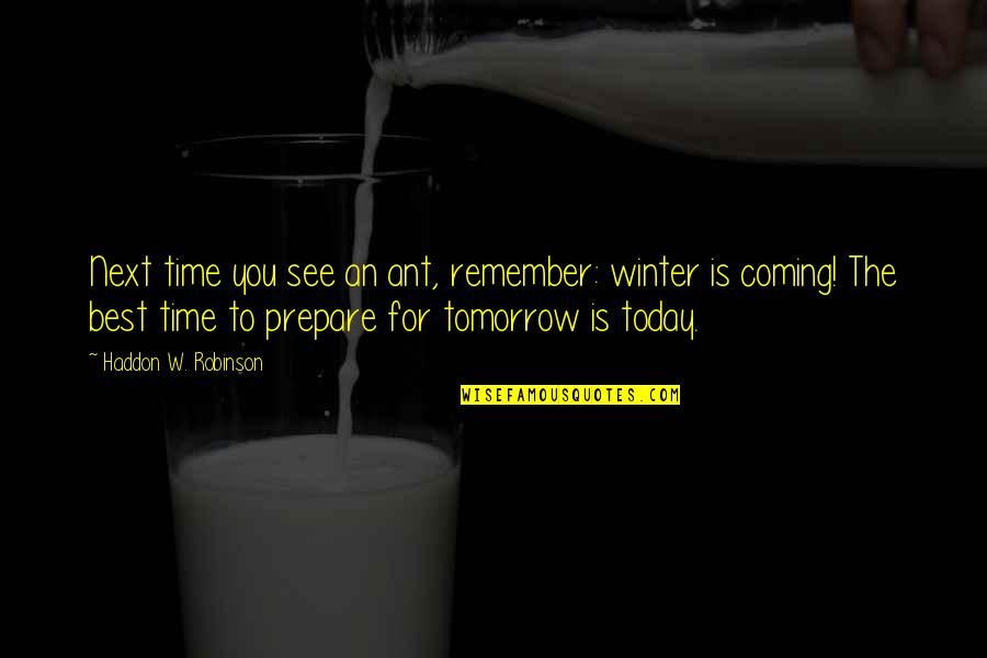 Melebur Dan Quotes By Haddon W. Robinson: Next time you see an ant, remember: winter