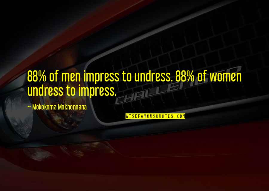 Melecio Rodriguez Quotes By Mokokoma Mokhonoana: 88% of men impress to undress. 88% of Melecio Rodriguez Quotes By Mokokoma Mokhonoana: 88% of men impress to undress. 88% of