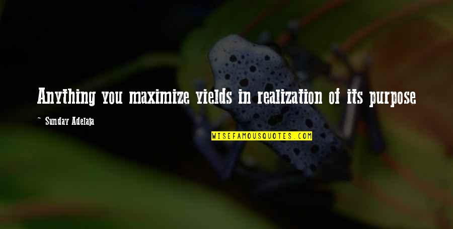 Meletian Quotes By Sunday Adelaja: Anything you maximize yields in realization of its Meletian Quotes By Sunday Adelaja: Anything you maximize yields in realization of its
