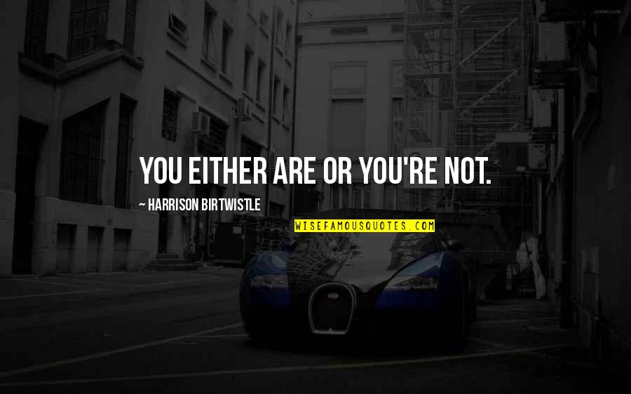 Melfies Quotes By Harrison Birtwistle: You either are or you're not. Melfies Quotes By Harrison Birtwistle: You either are or you're not.
