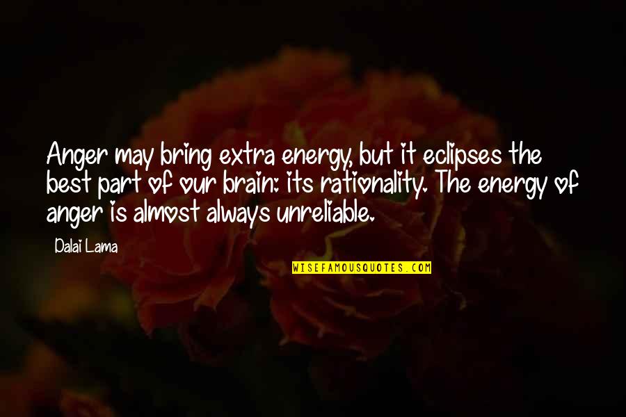 Melhem Khalaf Quotes By Dalai Lama: Anger may bring extra energy, but it eclipses Melhem Khalaf Quotes By Dalai Lama: Anger may bring extra energy, but it eclipses
