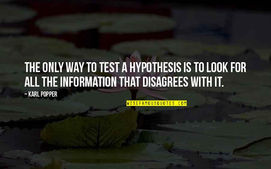 Melians Enterprises Quotes By Karl Popper: The only way to test a hypothesis is