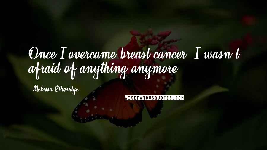 Melissa Etheridge quotes: Once I overcame breast cancer, I wasn't afraid of anything anymore.