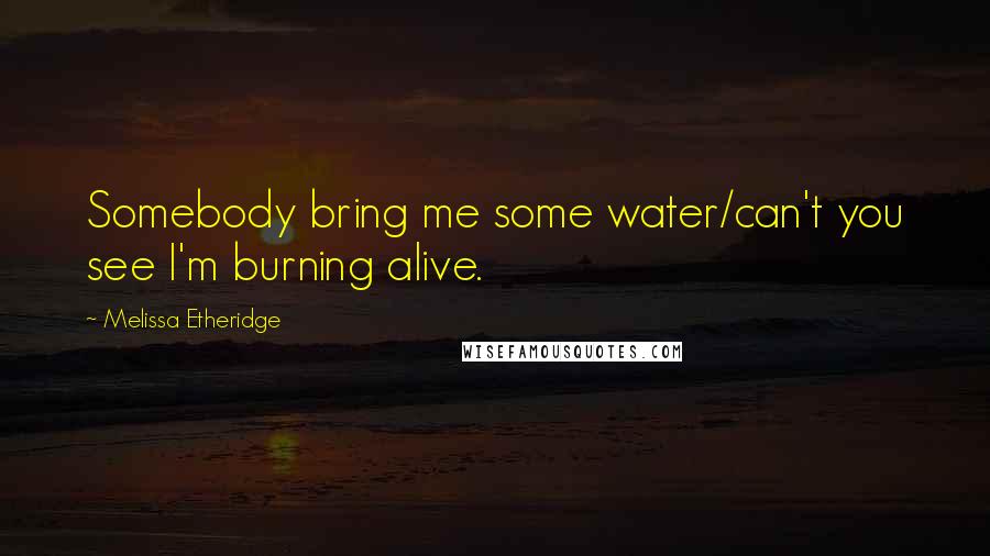 Melissa Etheridge quotes: Somebody bring me some water/can't you see I'm burning alive.