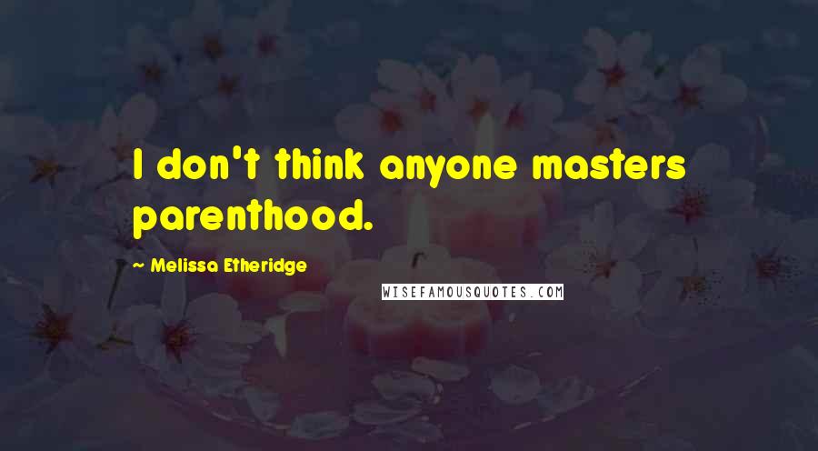 Melissa Etheridge quotes: I don't think anyone masters parenthood.