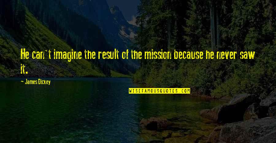 Melkersson Wilkinson Quotes By James Dickey: He can't imagine the result of the mission