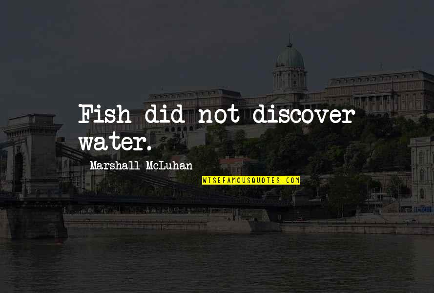 Mellifluous Quotes By Marshall McLuhan: Fish did not discover water.