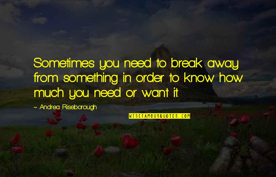 Mellius Quotes By Andrea Riseborough: Sometimes you need to break away from something