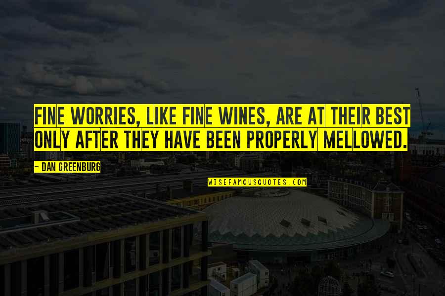 Mellowed Quotes By Dan Greenburg: Fine worries, like fine wines, are at their