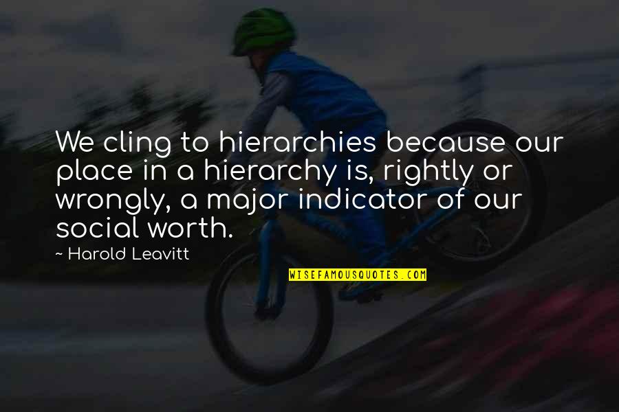 Melnick Den K Miminka Quotes By Harold Leavitt: We cling to hierarchies because our place in